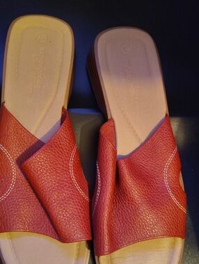 Montego Bay Club Red Leather Slip-On Mules